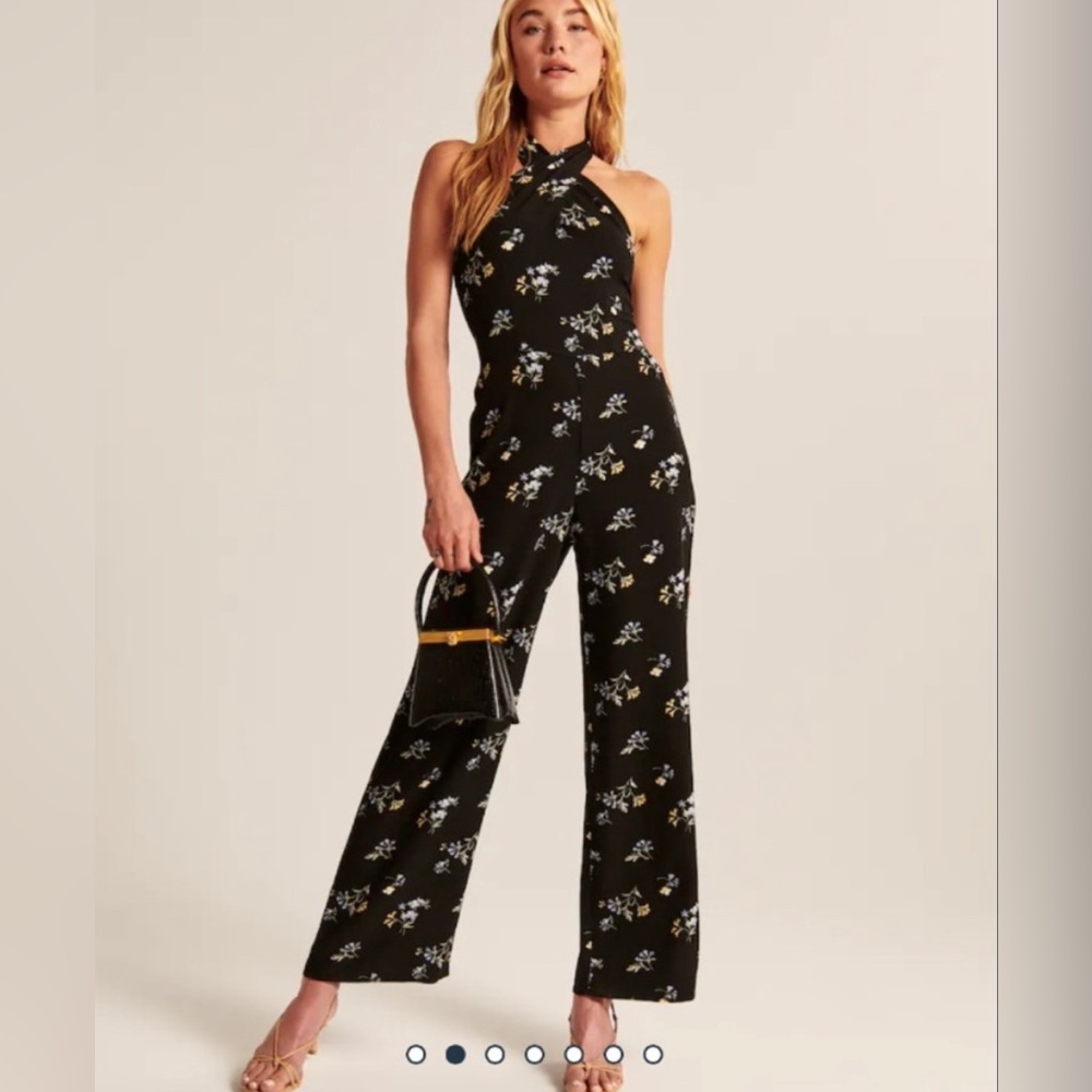 Black jumpsuit with halter neck